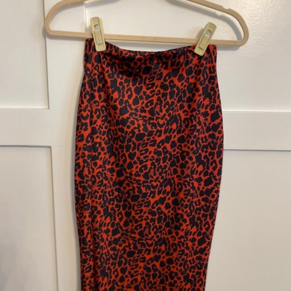 Red Leopard Midi Skirt
